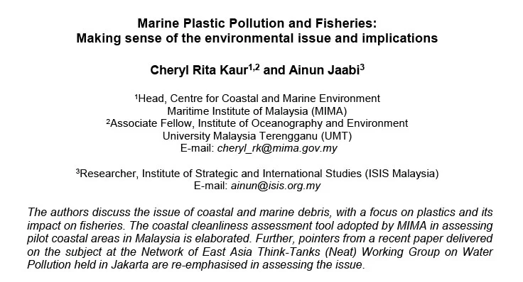 Marine Plastic Pollution and Fisheries: Making sense of the environmental issue and implications